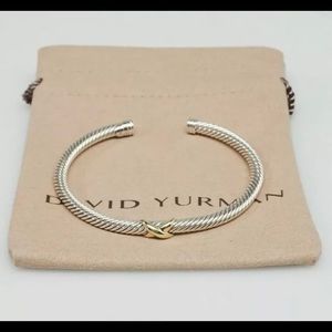 David Yurman X Bracelet 4mm with 18k Gold